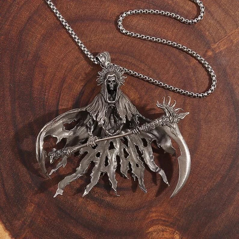 Wholesale Hell Death Scythe Death Coming Necklace Hip-Hop Trend Punk